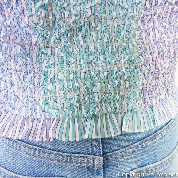 NWT Petersyn Kinsey Smocked Off-the-shoulder Top, Purple - Picture 12 of 15